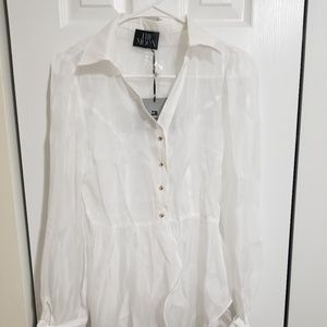 SHEER WHITE BUTTON UP SHIRT